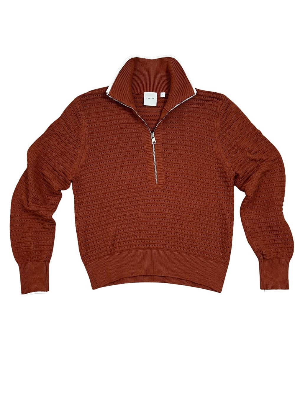 Varley Women's Morwenna 1/2 Zip Knit Sweater Womens Large Rust Cotton - Picture 7 of 15